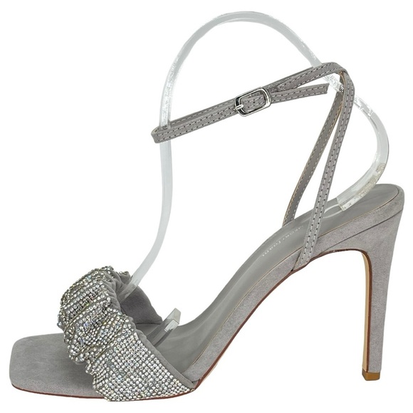 Journee Collection Arlette Grey Microfiber Rhinestone Womens Heels Size 9.5M - Picture 2 of 13